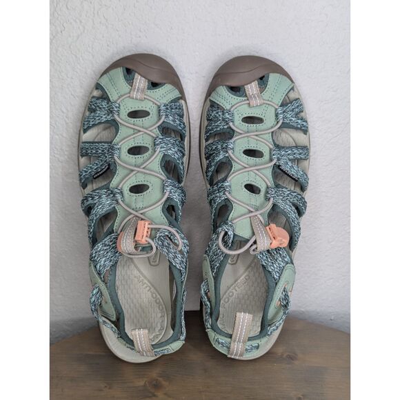 NWOB Keen Whisper Light Green Peach Waterproof Sandals Womens 10 Hiking Trail - Picture 3 of 9